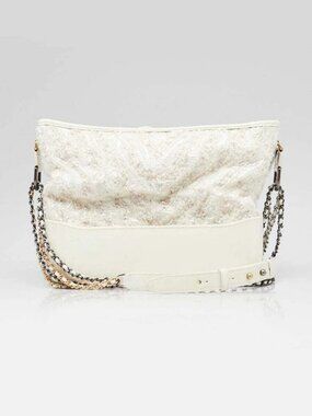 Chanel Transparent PVC and White Tweed Medium Gabrielle Bag